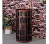 Sink Art Hotel Home Standing Vanity Basin Unit Gloss Full Cabinet under Unit(Red Copper with Mirror) (Red Copper Without Mirror)