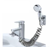 Sink Attachable Handheld Shower with Multi Layer Plated ABS Head and Wall Bracket Includes Diverter and Hose for Smooth Water Flow Performance (Zinc alloy Diverter)