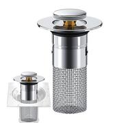 Sink Basin Core - Bounce Push Button Valve, Debris Collector Insert, Waterproof Seal Ring | Apartment Hotel Vanity Utility Laundry Room Remodeling Component Home Improvement Hardware Accessory