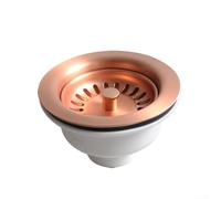 Sink Basket Strainer, Stainless Steel Kitchen Sink Basket Strainer with Rubber Washer, for 86mm to 95mm Holes, Red Bronze Color, for Leak-Proof