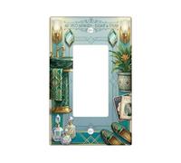 Sink Bathroom Single Rocker Light Switch Cover, Art Elegant Plants Magazines None Teal Plastic Standard Size Switch Plate Decorative for Home Living Room Bedroom Apartment Decor