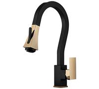 Sink Black 360° Swivel Faucet 4-Mode Pull Out Sprayer Single Handle Cold and Hot Kitchen Mixer Tap with Removable Water Saving Nozzle
