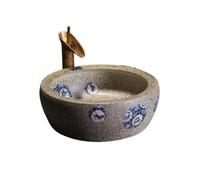 Sink Bowl Round Above Counter Basin Bathroom Balcony Outdoor Retro Art Ceramic Sink (Including Accessories) Art Basin