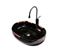 Sink Bowl Vessel Sink Rectangular Retro Style Above Counter Ceramic Bathroom Art Basin