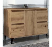Sink cabinet Artisan Oak 80x33x60 cm Engineered Wood Metal Feet 4 Drawers Vanity