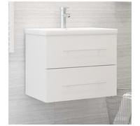 Sink Cabinet Bathroom Storage 1 Drawer 60 x 38.5 x 48 cm White Engineered Wood