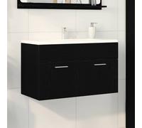 Sink Cabinet Black Oak 90x38.5x46cm Engineered Wood 2-Door Modern Storage Slim