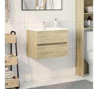 Sink Cabinet Sonoma Oak 60x38.5x45 cm Engineered Wood Wall-Mountable With Shelf