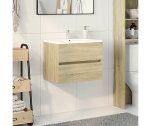 Sink Cabinet Sonoma Oak 60x38.5x45 cm Engineered Wood Wall-Mountable With Shelf