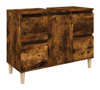 vidaXL Single Door 4 Drawer Smoked Oak Washbasin Cabinet
