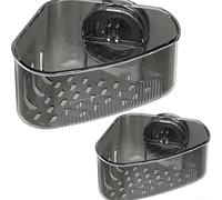 Sink Corner Drain Box, 2-Pack ABS Kitchen Sink Organizer Rack with Suction Cups for Sponges, Scrubbers and Dish Rags(black)