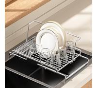 Sink Dish Drying Rack - Expandable Stainless Steel Function, Dish Holder Use with Drain Tray, Kitchen Rack Uses for Plates Bowls, Utensil Organizer Use for Chopsticks Spoons, Tableware Storage