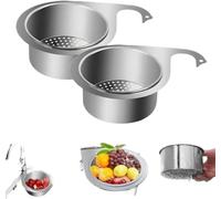 Sink Drain Strainer,Kitchen Sink Drain Strainer, Stainless Steel Strainer Basket, Multi-Functional Drain Basket Quick Drain(2pcs)