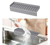 Sink Edge Protector with Suction Cup, 14" x 4", Silicone Sink Splash Guard for Kitchen & Bathroom, Protect Countertop from Scratches, Stains, for Stainless Steel Granite Quartz, Gray