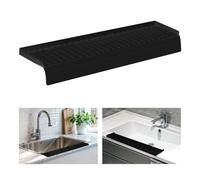 Sink Edge Protector with Suction Cup, 14" x 4", Silicone Sink Splash Guard for Kitchen & Bathroom, Protect Countertop from Scratches, Stains, for Stainless Steel Granite Quartz, Black