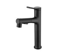 Sink Faucet with Pull Down Sprayer Dual Mode Mixer Tap for Hot and Cold Water Fine Copper Single Handle Multi-Function Retractable Single Hole Basin Faucet,Black，Nero