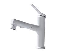 Sink Faucet with Pull Down Sprayer Dual Mode Mixer Tap for Hot and Cold Water Fine Single Handle Multi-Function Retractable Single Hole Basin Faucet,White Kitchen Sink