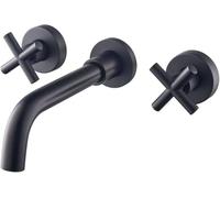 Sink Faucets, Faucets Brass Bathroom Faucet, Wall Mounted Dual Handle Lavatory Basin Sink Mixer Faucet and Rough in Valve Included,Chrome,Black