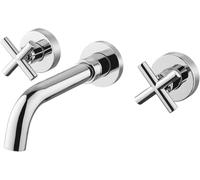 Sink Faucets, Faucets Brass Bathroom Faucet, Wall Mounted Dual Handle Lavatory Basin Sink Mixer Faucet and Rough in Valve Included,Chrome,Chrome