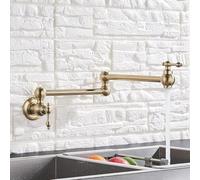 Sink Faucets, Kitchen Sink Faucet for Bar Farmhouse Commercial, Black Rotated Kitchen Sink Cold Water Tap Faucet, Solid Brass Basin Sink Swivel Faucets, Wall Mo,Brushed Gold