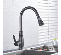 Sink for Bar Farmhouse Commercial, Brushed Nickle Hot and Cold Faucet, Spring Kitchen Pull Down Funct Spout Water Mixer Tap (Color : Black Bronze)