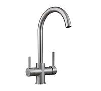 Sink for Bar Farmhouse Commercial, Faucet with Direct Drink Tap, Dual Spout Swivel Handheld Shower Mixer Crane, Hot Cold Kitchen Taps (Color : Nickel) The New
