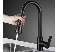 Sink for Bar Farmhouse Commercial, Four Water Modes Pull Out Faucets, Colors Rotat Faucet, Kitchen Mixer Tap (Color : Matte Black A) The New
