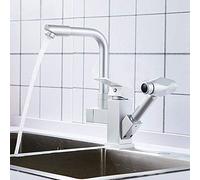 Sink for Bar Farmhouse Commercial, Space Aluminum Kitchen Hot Cold Mixer Tap, Single Hole Bathroom Faucet, Pull Out Spray Champagne Gold/Silver Polish (Color : Silver Grey)