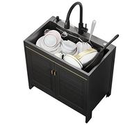 Sink Freestanding, Stainless Steel Laundry Utility Sink Vanity with Cabinet Multicolor Multiple Sizes(A,75 * 45 * 75cm/29.5 * 17.7 * 29.5in)