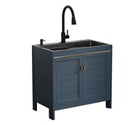 Sink Freestanding, Stainless Steel Laundry Utility Sink Vanity with Cabinet Multicolor Multiple Sizes(C,75 * 45 * 75cm/29.5 * 17.7 * 29.5in)