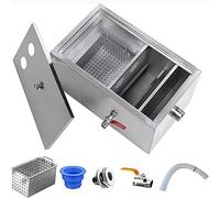 Sink Grease Trap, Waste Oil-Water Separator, Stainless Steel Interceptor with Removable Baffles for Commercial Sewage Treatment