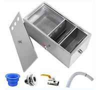 Sink Grease Trap, Waste Oil-Water Separator, Stainless Steel Interceptor with Removable Baffles for Commercial Sewage Treatment