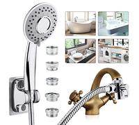 Sink Hose Shower Sprayer Attachment - Faucet Extension w/ 5 Adapters For Bathroom Bathtub, Kitchen Faucet, Utility Laundry Tub, Garden Hose Thread Spout For Delta, Moen, Kohler, American Standard