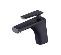 Sink Hot Cold Water Tap Chrome All Copper Kitchen Faucet Mixing Spout Single Hole Single Handle Bathroom Washbasin Tap Crane Lavatory Toilet WC Brass Metal Waterfall Faucet Vessel F (Black)