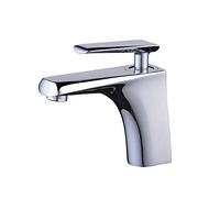 Sink Hot Cold Water Tap Chrome All Copper Kitchen Faucet Mixing Spout Single Hole Single Handle Bathroom Washbasin Tap Crane Lavatory Toilet WC Brass Metal Waterfall Faucet Vessel F (Silver)