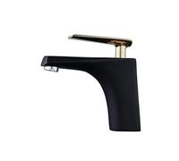 Sink Hot Cold Water Tap Chrome All Copper Kitchen Faucet Mixing Spout Single Hole Single Handle Bathroom Washbasin Tap Crane Lavatory Toilet WC Brass Metal Waterfall Faucet Vessel F (Black+Gold)