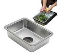 Sink Kitchen, Stainless Steel Single Bowl Workstation, Portable Farmhouse Utility Sink, Laundry and Basin for Balconies Terraces Patios Prep Station Deep Countertop Easy Clean Modern Design
