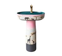 Sink Light Luxury Colorful Floor Standing Sink, Retro Ceramic Combo, Two Piece Column Basin Vanity with Single Faucet Hole(A) (B One Size)