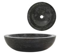 Sink Marble Black 40x12 cm Round Natural Stone Vessel BasinHandmade Matte Design