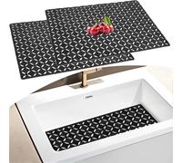Sink Mat 2 Pcs Sink Protector Mat for Kitchen Ceramic /Stainless Steel Sinks, 30 x 40cm PVC Sink Mat Protector Cut to Sizes, Adjustable Sink Liner, Fast Draining Mats for Kitchen Sink Countertop