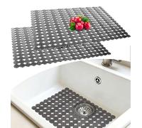 Sink Mats 2 Pack Sink Mat Protector for Kitchen, 30 x 40cm Non-Slip Sink Protector for Stainless Steel/Ceramic Sink, Cuttable Fast Draining Mat, Dish Drying Mat for Kitchen Countertop, 12.5 x 15.7in