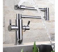 Sink Mixer Tap Copper Folding Kitchen Faucet with Aerator for Cold and Hot Water Mixer 360 Swivel Dual Handle Deck Mounted Retro Style,Chrome (Chrome)