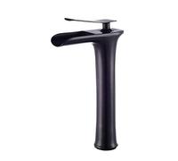 Sink Mixer Tap,Faucet Antique Waterfall Basin Tap All Bronze Continental Above Counter Basin Under The Stage Art Basin Single Hole Hot and Cold Faucet/Black/High