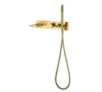 Sink Mixer Tap, Faucet,Waterfall Brass Hot and Cold Gold with Shower Head Dual Lever Bath Tub Taps with Shower for Bathroom LWX