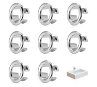 Sink Overflow Cover Bathroom Sink Overflow Ring Replacement Round Overflow Sink Hole Cover Basin Overflow Ring Bathroom Sink Overflow Cover Trim Drain Cap Cover for Bathtub Kitchen Sink 8 Pcs
