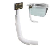 Sink Overflow Hose - Adjustable Extendable Bathroom Hose in Gold Kitchen | Square Side Mount Overflow Kit | Stainless Steel Telescopic Drainage Pipe P