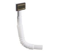 Sink Overflow Hose, Flexible Drain Tube, White, Square Interface Connector, Extendable Discharge Pipe, Plumbing Adapter, Extending Tubing for Indoor Bathroom Home Drainage System Installation