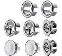 Sink Overflow Ring-WENTS 8Pcs Kitchen Round Vanity Basin Overflow Covers Drain Cap Cover Insert in Hole Spares Bathroom Basin Trim Sink Hole Cap Replacement Silver (4 Designs Available)