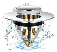Sink Plug, Brass Universal Bathroom Sink Plug Replacement, Sink Stopper with Bounce Core, Sink Plug Strainer Stainless Pop up Bidet Plug for Bathtub, Kitchen, Basin fo 34-38mm