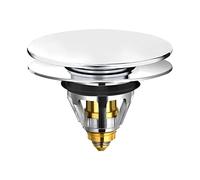 Sink Plug Replacement, Brass Universal Bathroom Pop Up Drain Stopper with Bounce Core, Bath Basin Plug with Basket Hair Catcher, Push Type Sink Strainer,Large Lid(34-38mm)